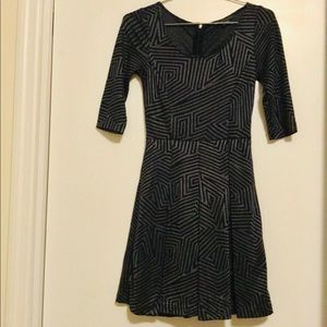 Armani Exchange Black Gray Geometric Pattern Dress